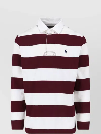 POLO RALPH LAUREN STRIPED LONG SLEEVE POLO COLLAR T-SHIRT