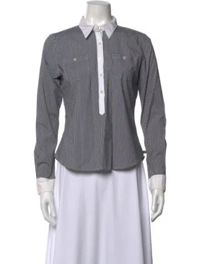 Pre-owned Polo Ralph Lauren Striped Long Sleeve Polo In Gray