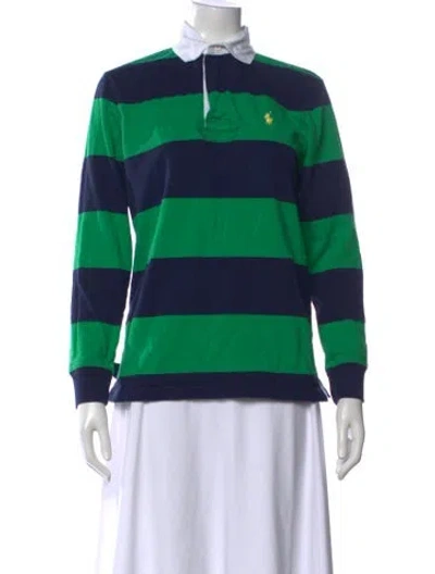 Pre-owned Polo Ralph Lauren Striped Long Sleeve Polo In Green