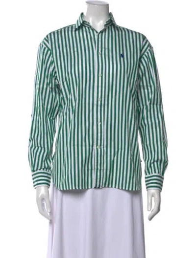 Pre-owned Polo Ralph Lauren Striped Long Sleeve Polo In Green