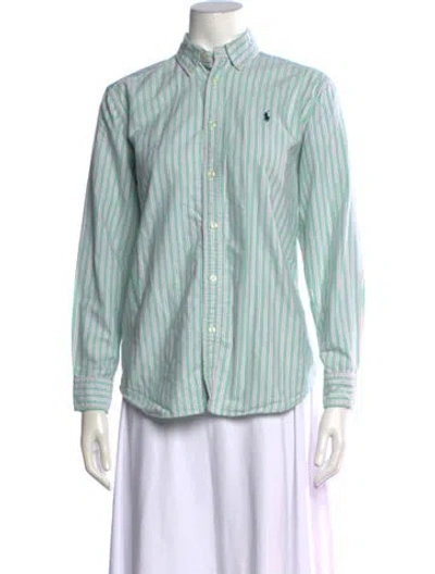 Pre-owned Polo Ralph Lauren Striped Long Sleeve Polo In Green