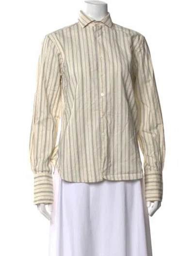 Pre-owned Polo Ralph Lauren Striped Long Sleeve Polo In Neutrals