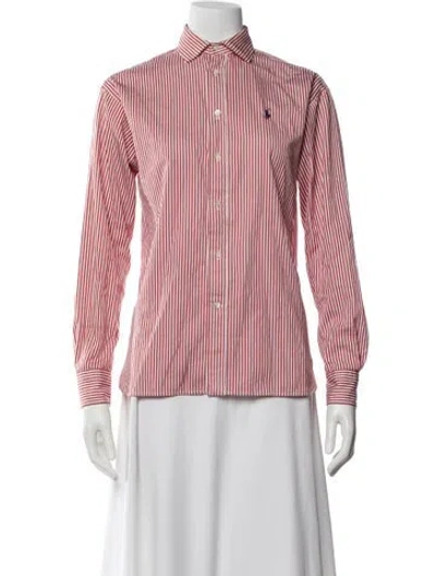 Pre-owned Polo Ralph Lauren Striped Long Sleeve Polo In Pink