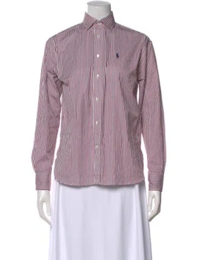 Pre-owned Polo Ralph Lauren Striped Long Sleeve Polo In Pink