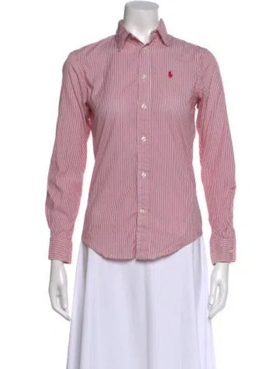 Pre-owned Polo Ralph Lauren Striped Long Sleeve Polo In Pink