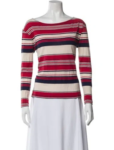 Pre-owned Polo Ralph Lauren Striped Long Sleeve Polo In Red