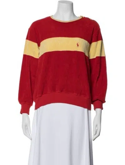 Pre-owned Polo Ralph Lauren Striped Long Sleeve Polo In Red
