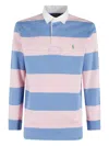 Polo Ralph Lauren Mens Rugby Striped Cotton-jersey Polo Shirt Pink Xxl In Blau
