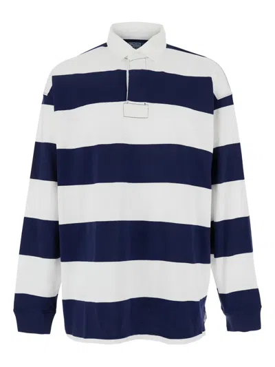 Polo Ralph Lauren Multicolor Polo Shirt With Classic Collar And All-over Striped Motif In Cotton Man In Grey