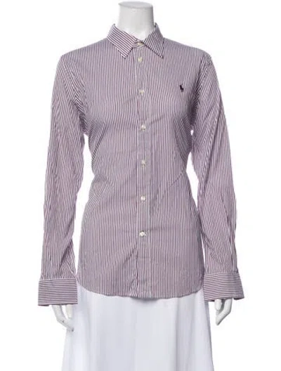 Pre-owned Polo Ralph Lauren Striped Long Sleeve Polo W/ Tags In Purple
