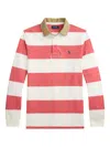 Polo Ralph Lauren Classic Fit Khaki Collar Rugby Shirt In Red