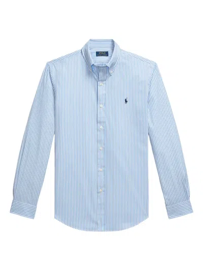 Polo Ralph Lauren Long Sleeve Stretch Linen Sport Shirt Stripe In White