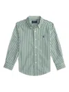 Polo Ralph Lauren Toddler And Little Boys Striped Cotton Poplin Shirt In Green