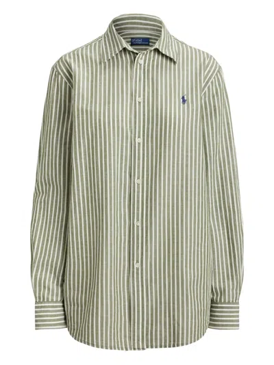 Polo Ralph Lauren Striped Long-sleeve Shirt In Green