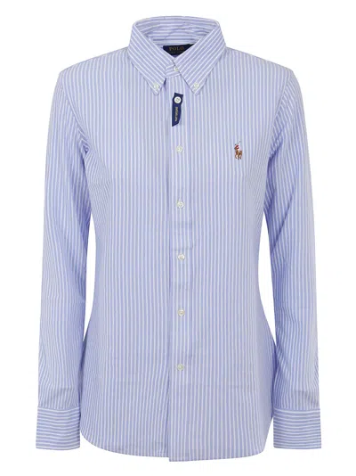 Polo Ralph Lauren Striped Long-sleeve Shirt In Harbor Island Blue White