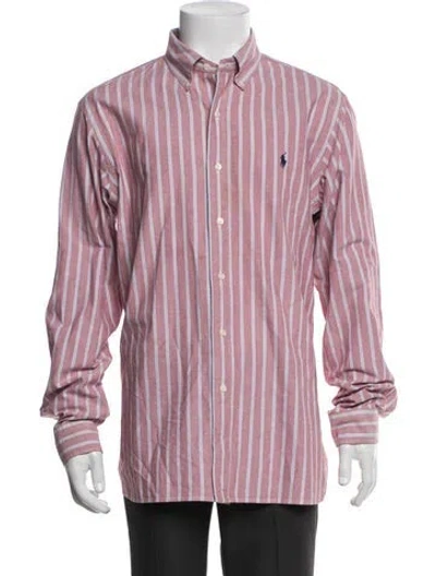 Pre-owned Polo Ralph Lauren Striped Long Sleeve Shirt In Pink
