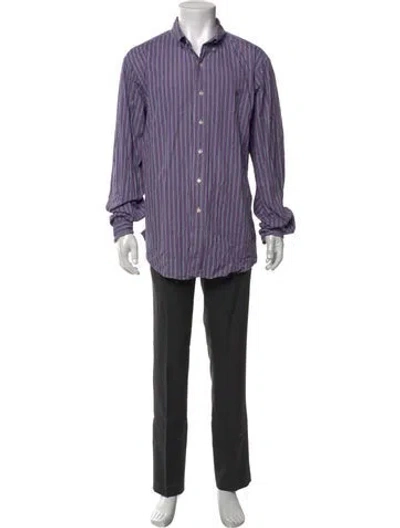 Pre-owned Polo Ralph Lauren Striped Long Sleeve Shirt In Purple