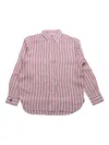 Polo Ralph Lauren Oversize Fit Striped Linen Shirt In Red