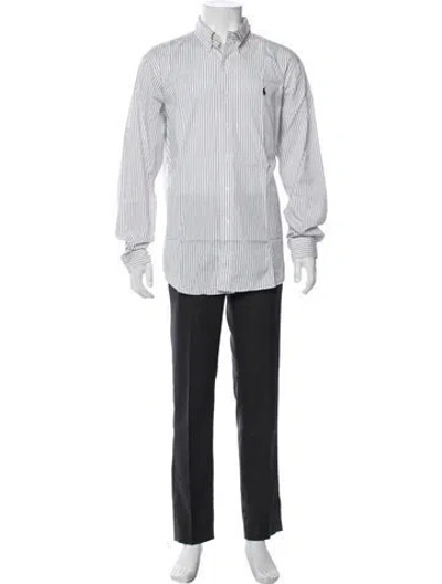Pre-owned Polo Ralph Lauren Striped Long Sleeve Shirt In White