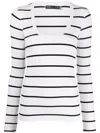 Polo Ralph Lauren Striped Long-sleeve Sweatshirt In White