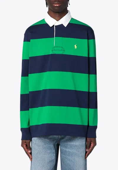 POLO RALPH LAUREN STRIPED LONG-SLEEVED POLO T-SHIRT