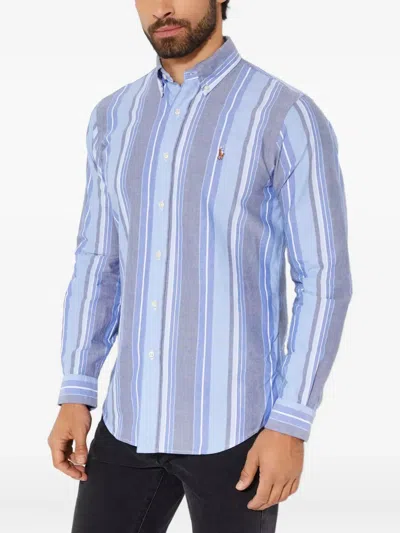 Polo Ralph Lauren Striped Long-sleeved Shirt In Blue