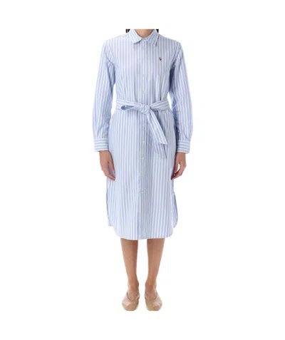 POLO RALPH LAUREN POLO RALPH LAUREN STRIPED LONG SLEEVED SHIRT DRESS