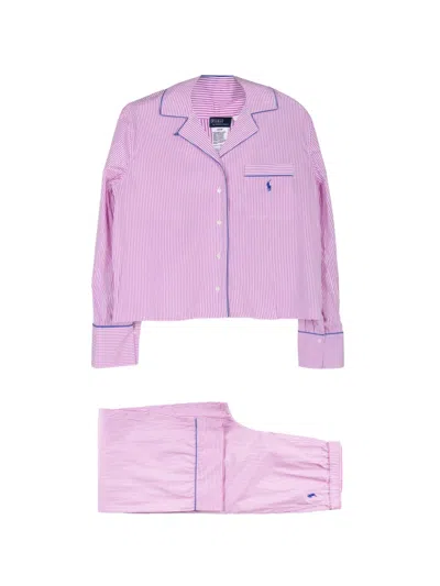 Polo Ralph Lauren Striped Long-sleeve Pajama Set In Pink