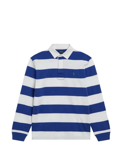 Polo Ralph Lauren Striped Long-sleeved Rugby Polo T-shirt In Blue