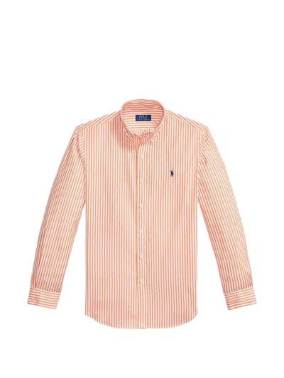 Polo Ralph Lauren Striped Long-sleeve Shirt In Orange