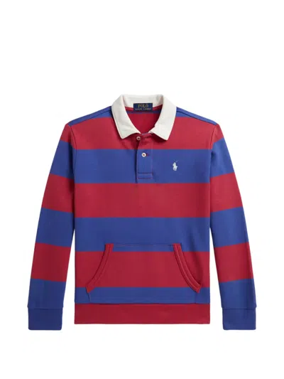 Polo Ralph Lauren Kids' Striped Long-sleeves Polo Shirt In Red