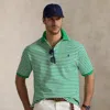 Polo Ralph Lauren Striped Mesh Polo Shirt In Summer Emerald