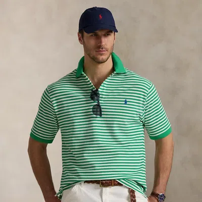 Polo Ralph Lauren Striped Mesh Polo Shirt In Summer Emerald