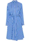 Polo Ralph Lauren Embroidered Poplin Shirt Dress With Belted Waist In Blue