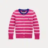 Polo Ralph Lauren Striped Mini-cable Cotton Cardigan In Belmont Pink Multi