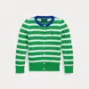Polo Ralph Lauren Kids' Striped Mini-cable Cotton Cardigan In White/cruise Royal
