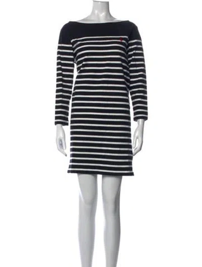 Pre-owned Polo Ralph Lauren Striped Mini Dress In Black