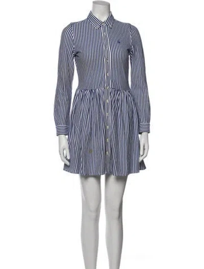 Pre-owned Polo Ralph Lauren Striped Mini Dress In Blue