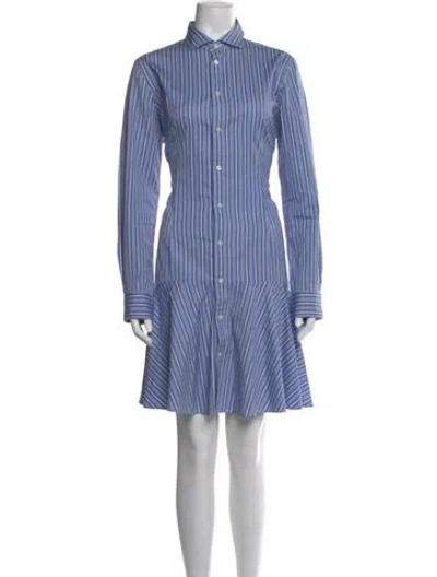 Pre-owned Polo Ralph Lauren Striped Mini Dress In Blue