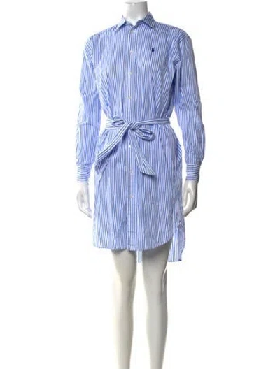 Pre-owned Polo Ralph Lauren Striped Mini Dress In Blue