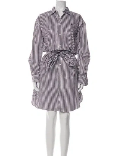 Pre-owned Polo Ralph Lauren Striped Mini Dress In Green