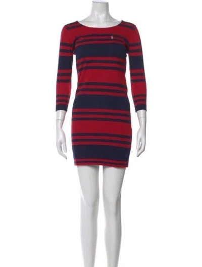 Pre-owned Polo Ralph Lauren Striped Mini Dress In Red