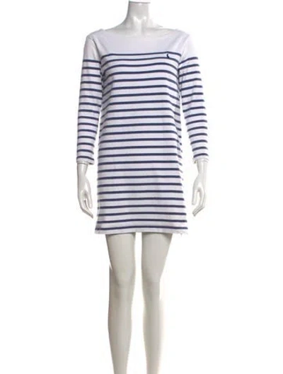 Pre-owned Polo Ralph Lauren Striped Mini Dress In White