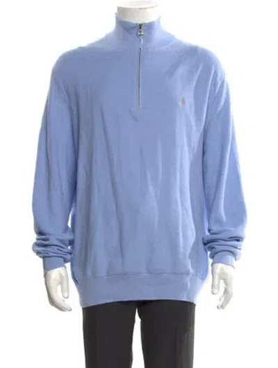 Pre-owned Polo Ralph Lauren Striped Mock Neck Polo Sweater In Blue