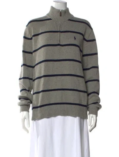 Pre-owned Polo Ralph Lauren Striped Mock Neck Sweater In Multi