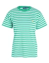 Polo Ralph Lauren Striped Organic Cotton Crewneck Tee Woman T-shirt Green Size L Cotton