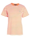 Polo Ralph Lauren Striped Organic Cotton Crewneck Tee Woman T-shirt Orange Size L Cotton