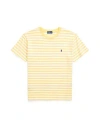 Polo Ralph Lauren Striped Organic Cotton Crewneck Tee Woman T-shirt Yellow Size L Cotton