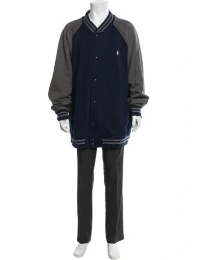 Pre-owned Polo Ralph Lauren Striped Overcoat In Blue