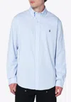 Polo Ralph Lauren White And Blue Striped Oxford Shirt In Blue